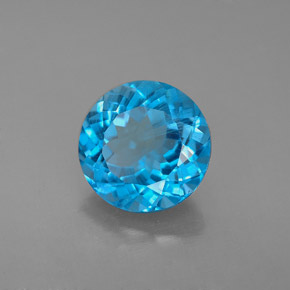Topázio azul natural 2,96ct, corte redondo, VS