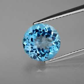 Topázio azul natural 3,07ct, corte redondo, VVS-VS