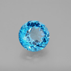 Topázio azul natural 3,50ct, corte redondo, VS