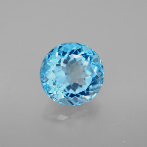 Topázio azul natural 3,42ct, corte redondo, VVS-VS