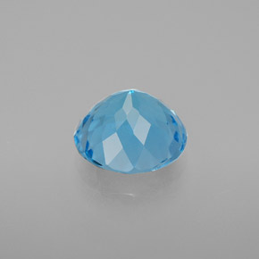 Topázio azul natural 3,42ct, corte redondo, VVS-VS