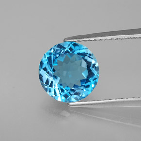 Topázio azul natural 3,27ct, corte redondo, VS