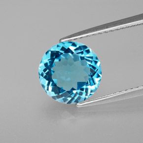 Topázio azul natural 2,97ct, corte redondo, VS