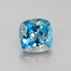 Topázio azul natural 2,00ct, almofada cortada, VVS-VS
