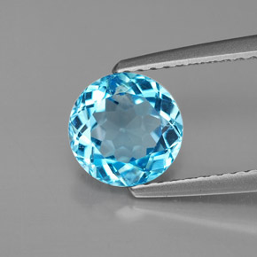 Topázio azul natural 1,69ct, corte redondo, VS