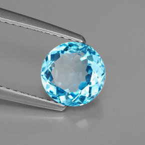 Topázio azul natural 1,69ct, corte redondo, VS