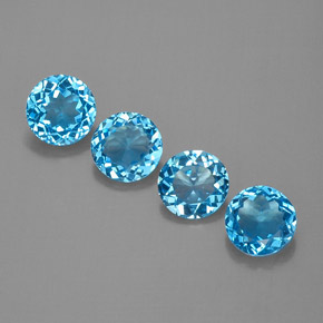 Pedras preciosas de topázio azul natural de  ct, corte redondo, VVS-VS