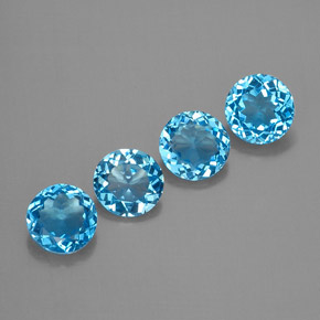Pedras preciosas de topázio azul natural de  ct, corte redondo, VVS-VS