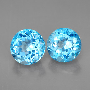Pedras preciosas de topázio azul natural de  ct, corte redondo, VVS-VS