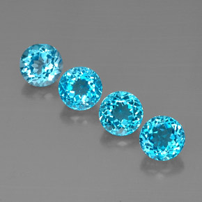 Pedras preciosas de topázio azul natural de  ct, corte redondo, VVS-VS