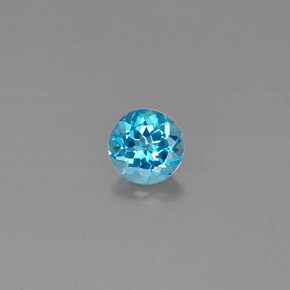 Topázio azul natural 1,59ct, corte redondo, VVS-VS