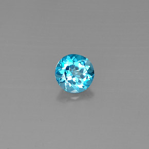 Topázio azul natural 1,59ct, corte redondo, VVS-VS