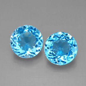 Pedras preciosas de topázio azul natural de  ct, corte redondo, VVS-VS