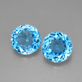Pedras preciosas de topázio azul natural de  ct, corte redondo, VVS-VS