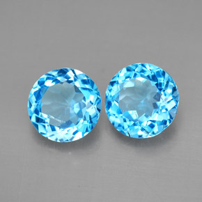 Pedras preciosas de topázio azul natural de  ct, corte redondo, VVS-VS