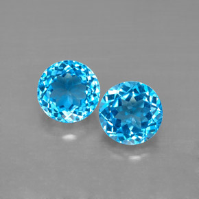 Pedras preciosas de topázio azul natural de  ct, corte redondo, VVS-VS