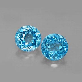 Pedras preciosas de topázio azul natural de  ct, corte redondo, VVS-VS