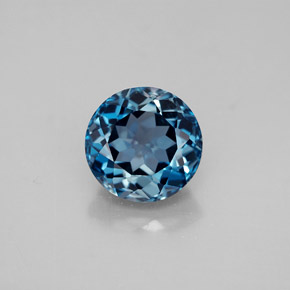 Topázio azul natural 3,62ct, corte redondo, VVS-VS