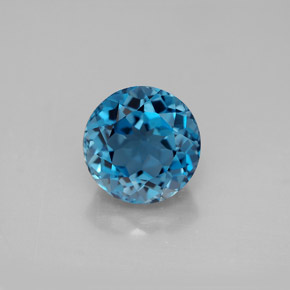 Topázio azul natural 3,94ct, corte redondo, VVS-VS