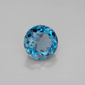 Topázio azul natural 3,94ct, corte redondo, VVS-VS