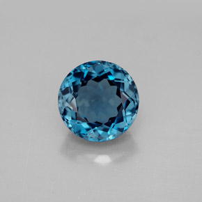 Topázio azul natural 3,66ct, corte redondo, VVS-VS
