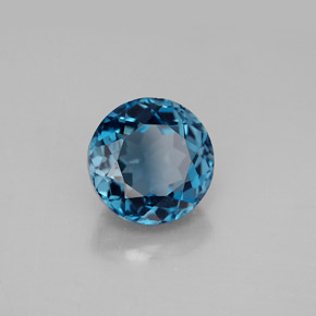 Topázio azul natural 3,66ct, corte redondo, VVS-VS