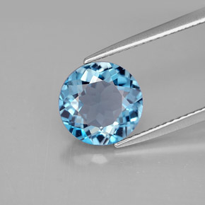 Topázio azul natural 2,92ct, corte redondo, VVS-VS