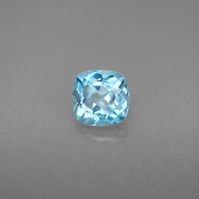 Topázio azul natural 1,27ct, almofada cortada, VS