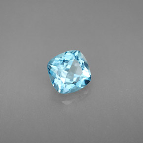 Topázio azul natural 1,27ct, almofada cortada, VS
