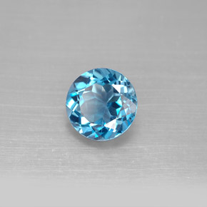 Topázio azul natural 2,35ct, corte redondo, VS