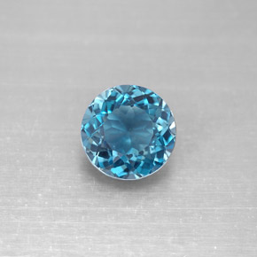 Topázio azul natural 2,46ct, corte redondo, VVS-VS