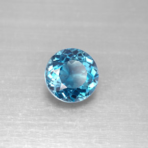 Topázio azul natural 2,46ct, corte redondo, VVS-VS