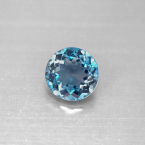 Topázio azul natural 2,34ct, corte redondo, VVS-VS