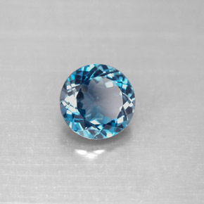 Topázio azul natural 2,34ct, corte redondo, VVS-VS
