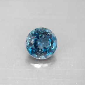 Topázio azul natural 2,36ct, corte redondo, VVS-VS