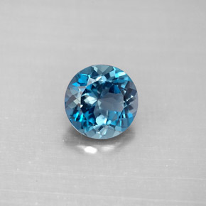 Topázio azul natural 2,13ct, corte redondo, VVS-VS