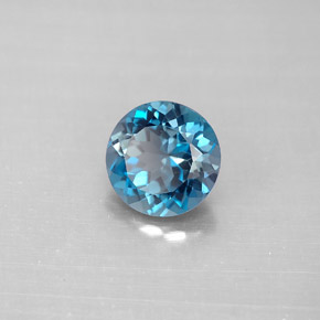 Topázio azul natural 2,13ct, corte redondo, VVS-VS