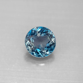 Topázio azul natural 2,53ct, corte redondo, VVS-VS