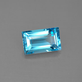 Topázio azul natural 2,13ct, baguete, VVS-VS