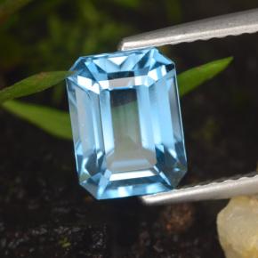 Topázio azul natural 2,01ct, corte esmeralda, VVS-VS