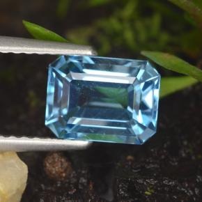 Topázio azul natural 2,01ct, corte esmeralda, VVS-VS