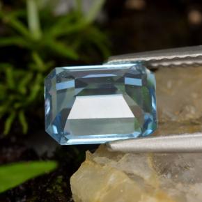 Topázio azul natural 2,01ct, corte esmeralda, VVS-VS