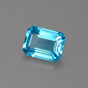 Topázio azul natural 1,70ct, corte esmeralda, VVS-VS