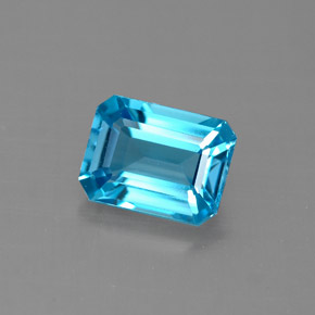 Topázio azul natural 1,92ct, corte esmeralda, VVS-VS