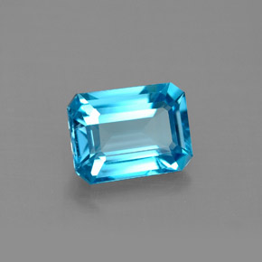 Topázio azul natural 1,92ct, corte esmeralda, VVS-VS