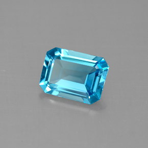 Topázio azul natural 1,49ct, corte esmeralda, VVS-VS