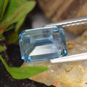 Topázio azul natural 1,94ct, corte esmeralda, VS-SI