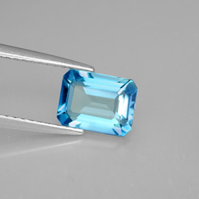 Topázio azul natural 1,80ct, corte esmeralda, VVS