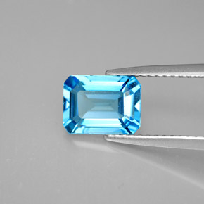 Topázio azul natural 1,80ct, corte esmeralda, VVS