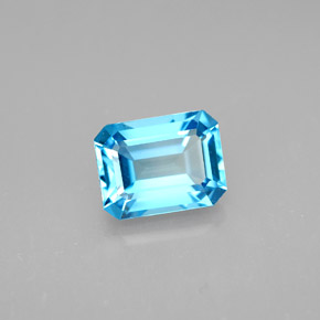 Topázio azul natural 2,15ct, corte esmeralda, VVS-VS